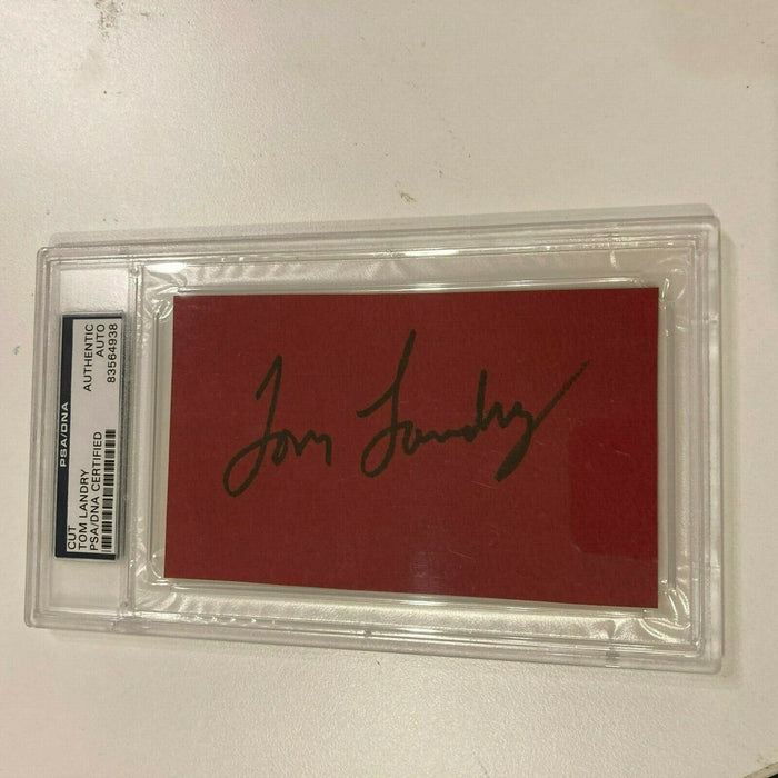 Tom Landry Signed Autographed Index Card PSA DNA COA Dallas Cowboys