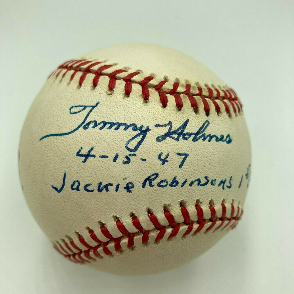 Tommy Holmes "April 15, 1947 Jackie Robinson First Game" Signed Baseball JSA COA