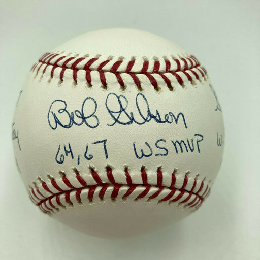 Bob Gibson 1964 & 1967 World Series Signed Heavily Inscribed Stat Baseball JSA