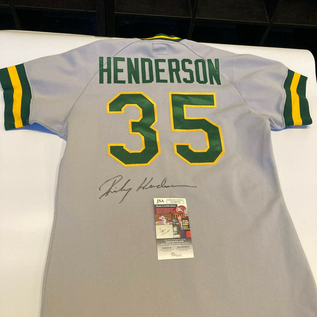Autographed/Signed Rickey Henderson Oakland White Baseball Jersey