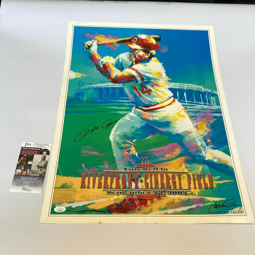 Pete Rose Signed 18x24 Farewell To Riverfront Field Poster Photo With JSA COA