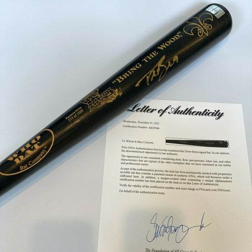 Drew Brees Signed "Bring The Wood" New Orleans Saints Baseball Bat PSA DNA COA
