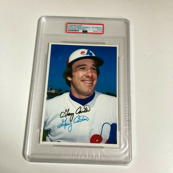 Gary Carter Twice Signed 1980 Topps Giants Jumbo Baseball Card PSA DNA