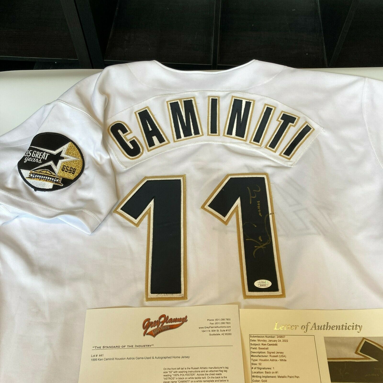 Ken Caminiti Signed Game Used 1999 Houston Astros Jersey With JSA COA