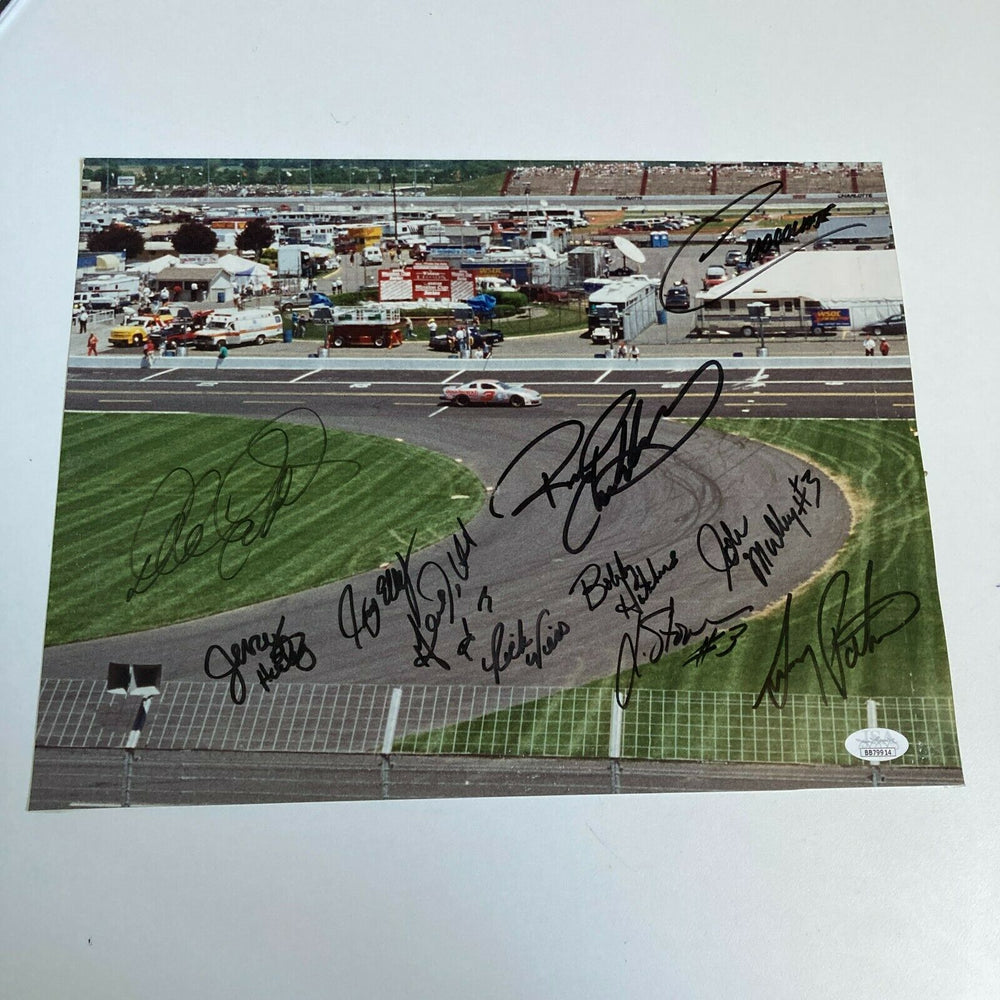 Dale Earnhardt Sr. & His Pit Crew Signed NASCAR 11x14 Photo With Ticket JSA COA