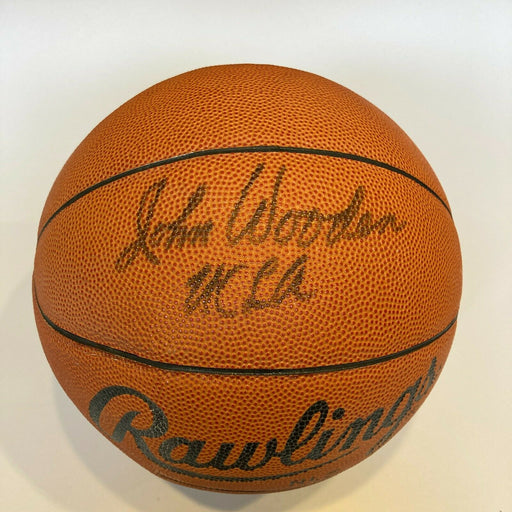 John Wooden UCLA Signed Rawlings Official NCAA Basketball With JSA COA