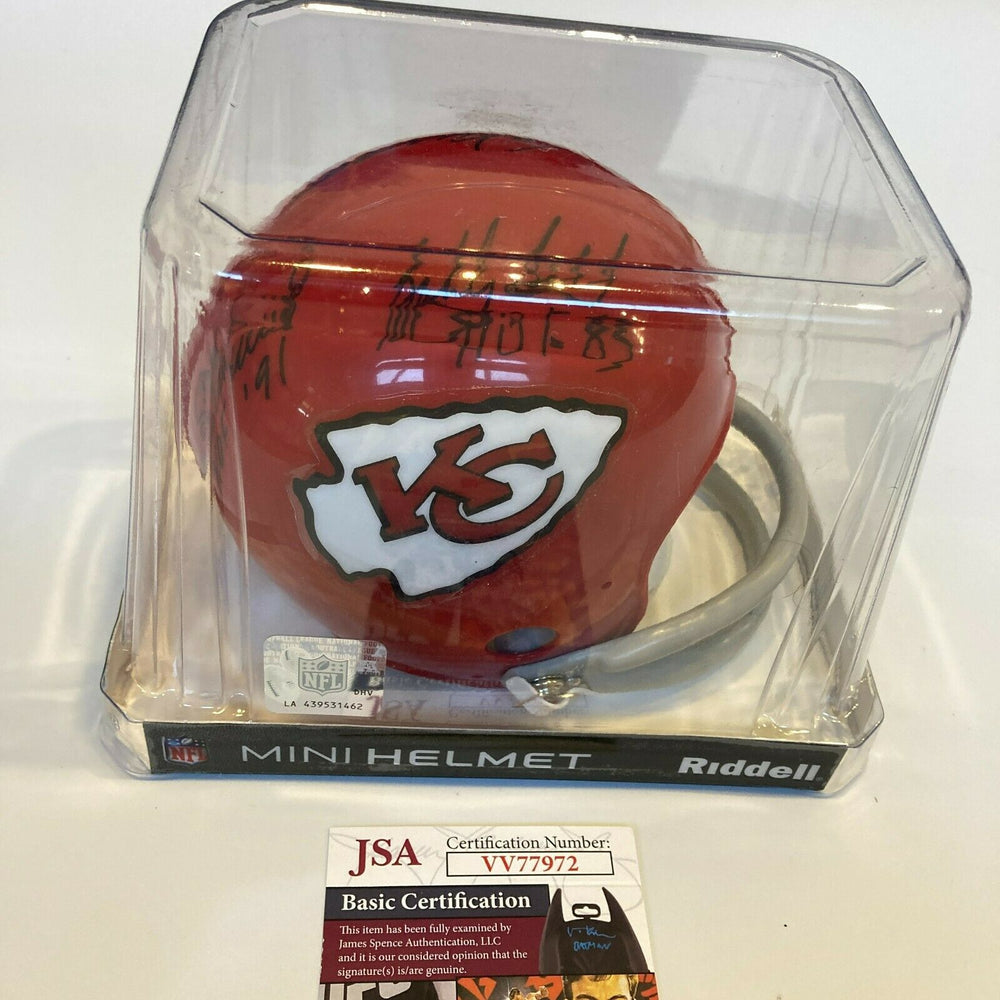 Len Dawson Bobby Bell Jan Stenerud HOF Signed Kansas City Chiefs Mini Helmet JSA