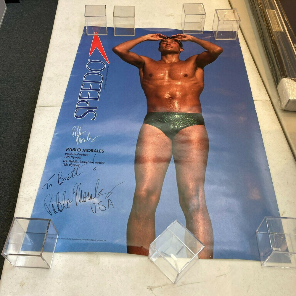 Pablo Morales USA Signed Large Speedo 24x36 Poster JSA COA