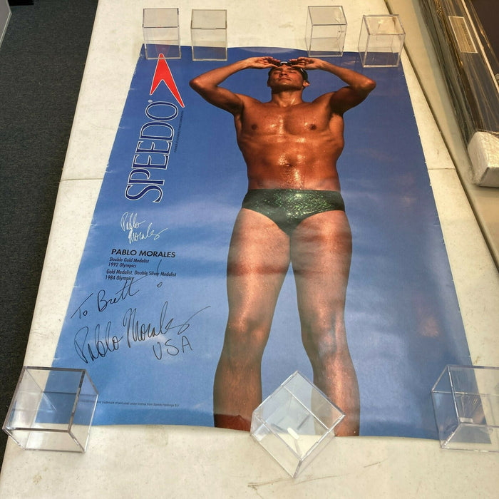 Pablo Morales USA Signed Large Speedo 24x36 Poster JSA COA