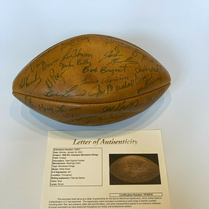 1969 Minnesota Vikings NFL Champions Team Signed Vintage Football With JSA COA