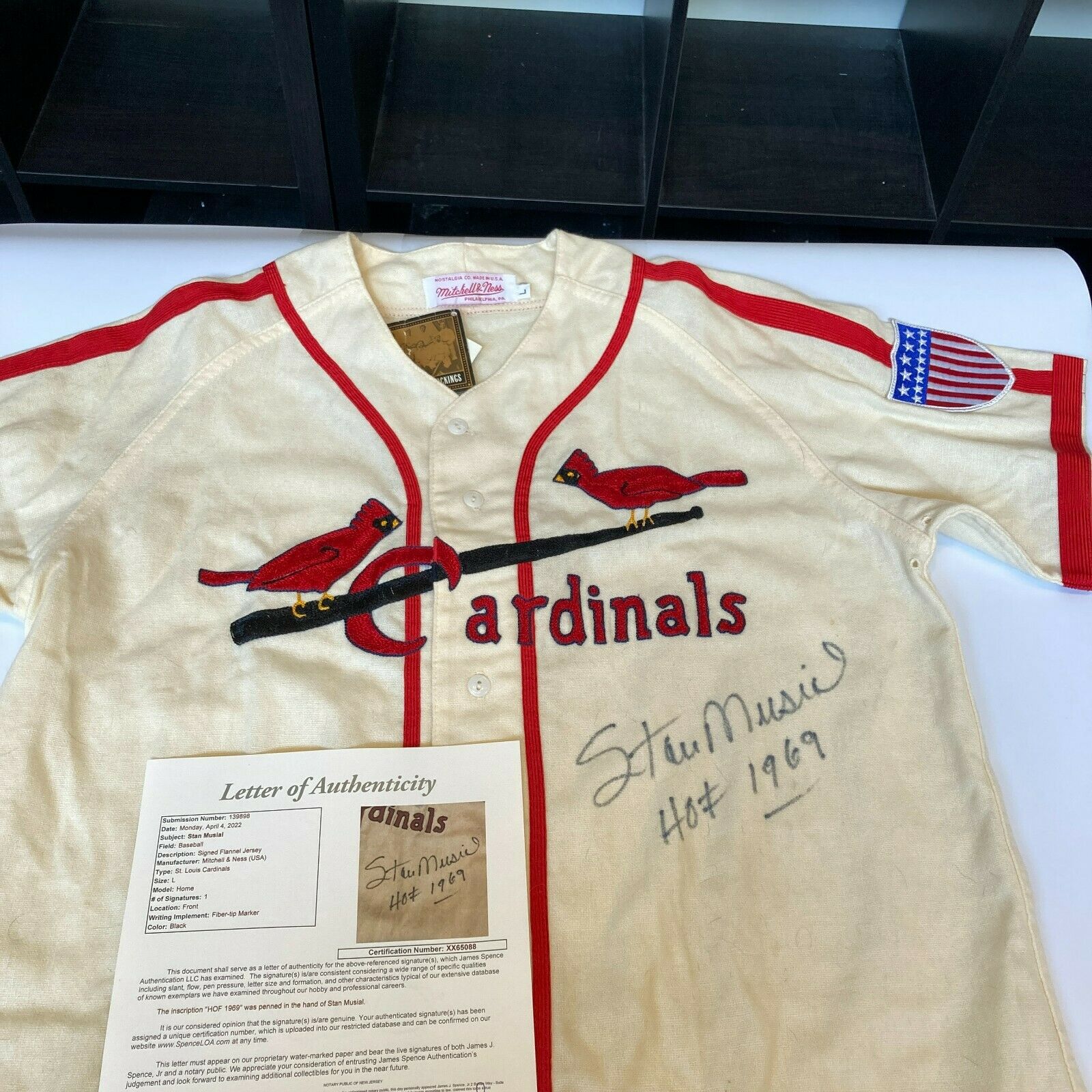 STAN MUSIAL ST LOUIS CARDINALS SIGNED AUTOGRAPHED JERSEY HOF 1969 GLOBAL COA