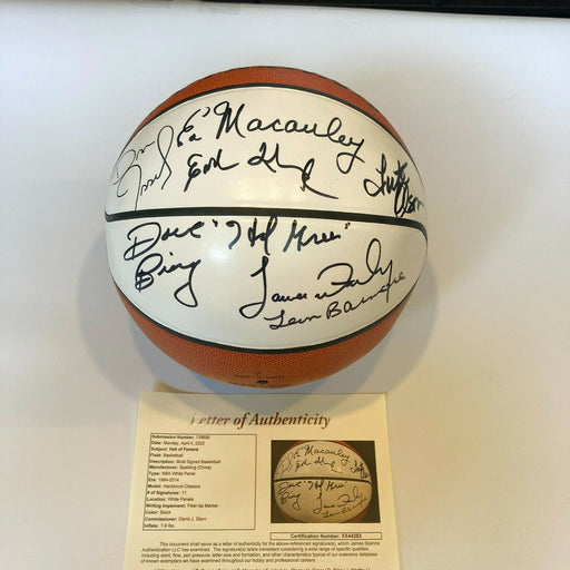 Hall Of Fame Multi Signed Basketball 11 Sigs James Worthy Parish Bing Greer JSA