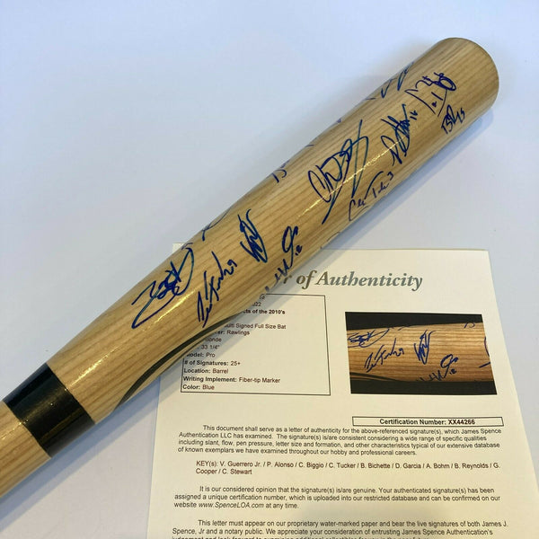 Vladimir Guerrero Jr Bo Bichette Pete Alonso Rookie Prospects Signed Bat JSA COA