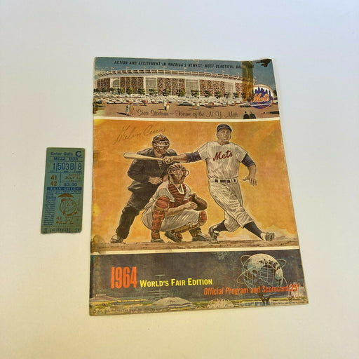 1964 New York Mets Signed Vintage Program With Original Ticket