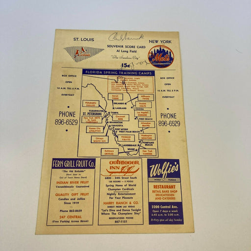 1965 New York Mets Spring Training Multi Signed Vintage Scorecard
