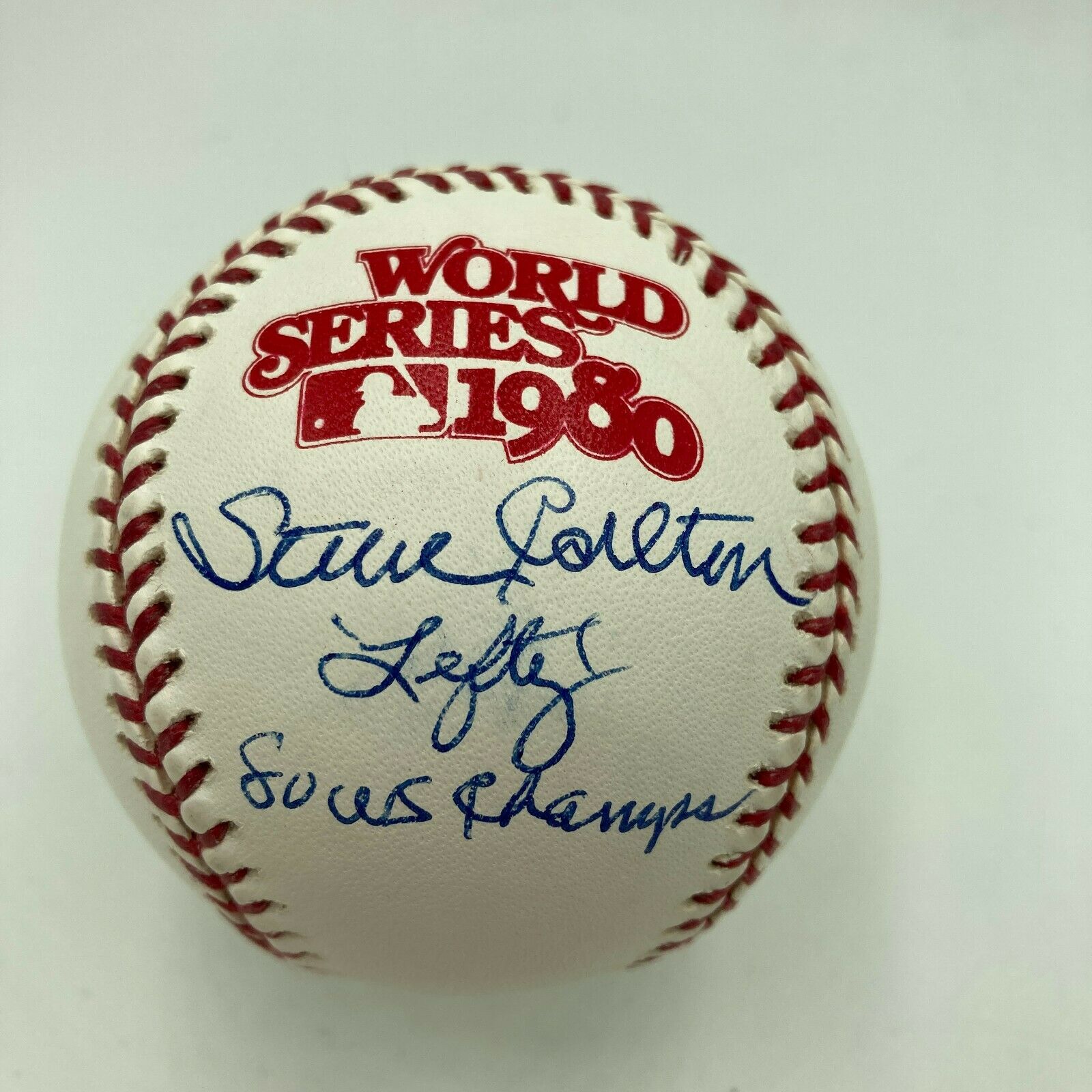 Steve Carlton Lefty 1980 World Series Champs Signed W.S. Baseball JSA COA