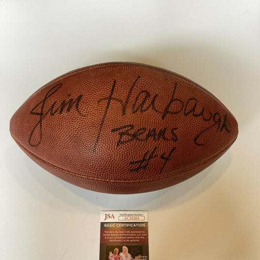 Jim Harbaugh #4 Chicago Bears Signed Wilson Official NFL Game Football JSA COA