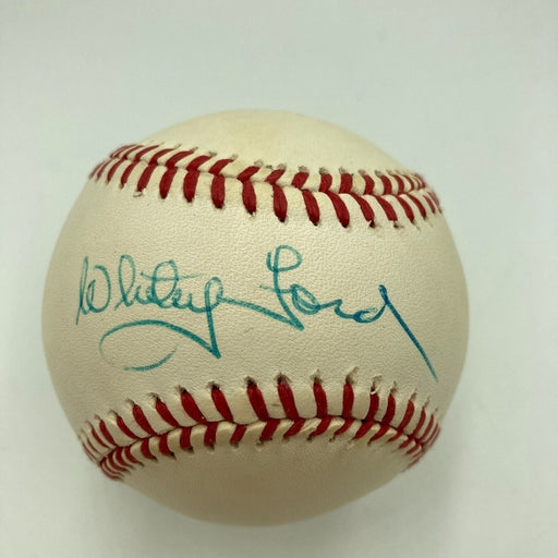 Nice Whitey Ford Signed 1980's Official American League Baseball JSA COA