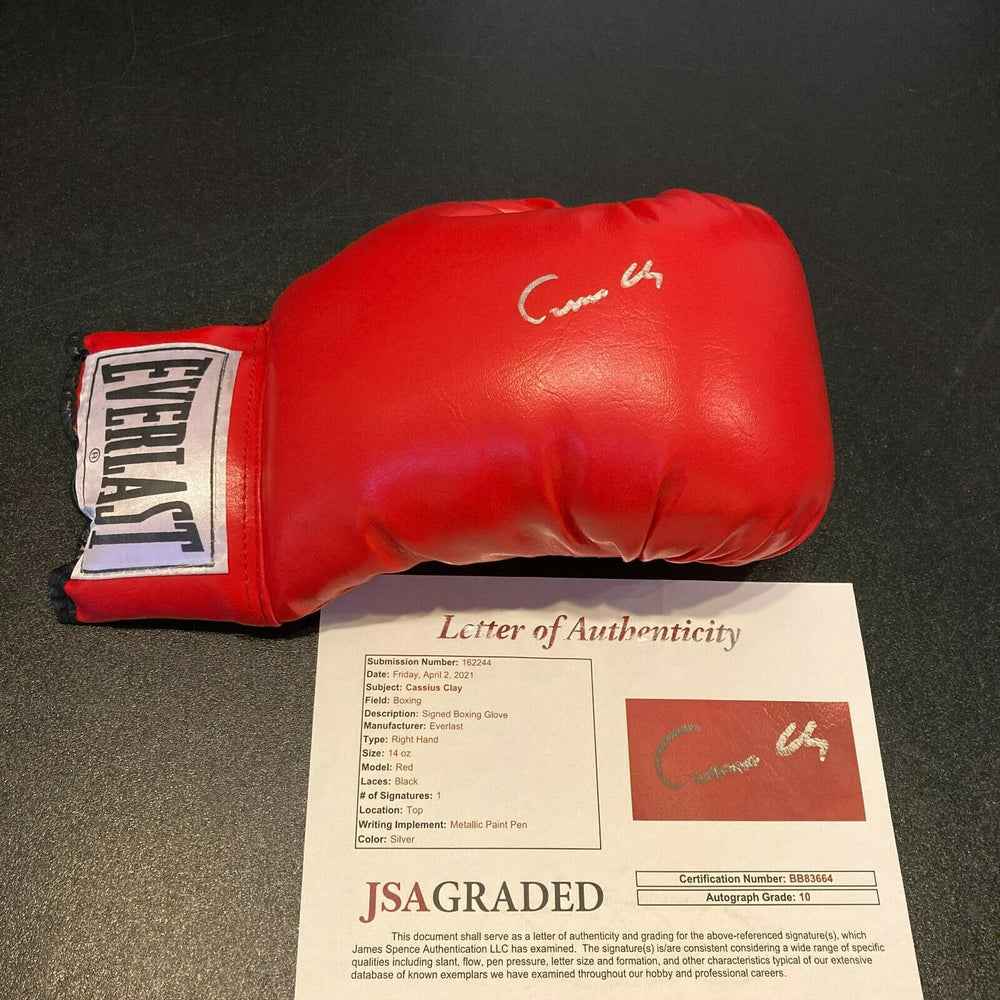 The Finest Cassius Clay Muhammad Ali Signed Boxing Glove JSA Graded GEM MINT 10