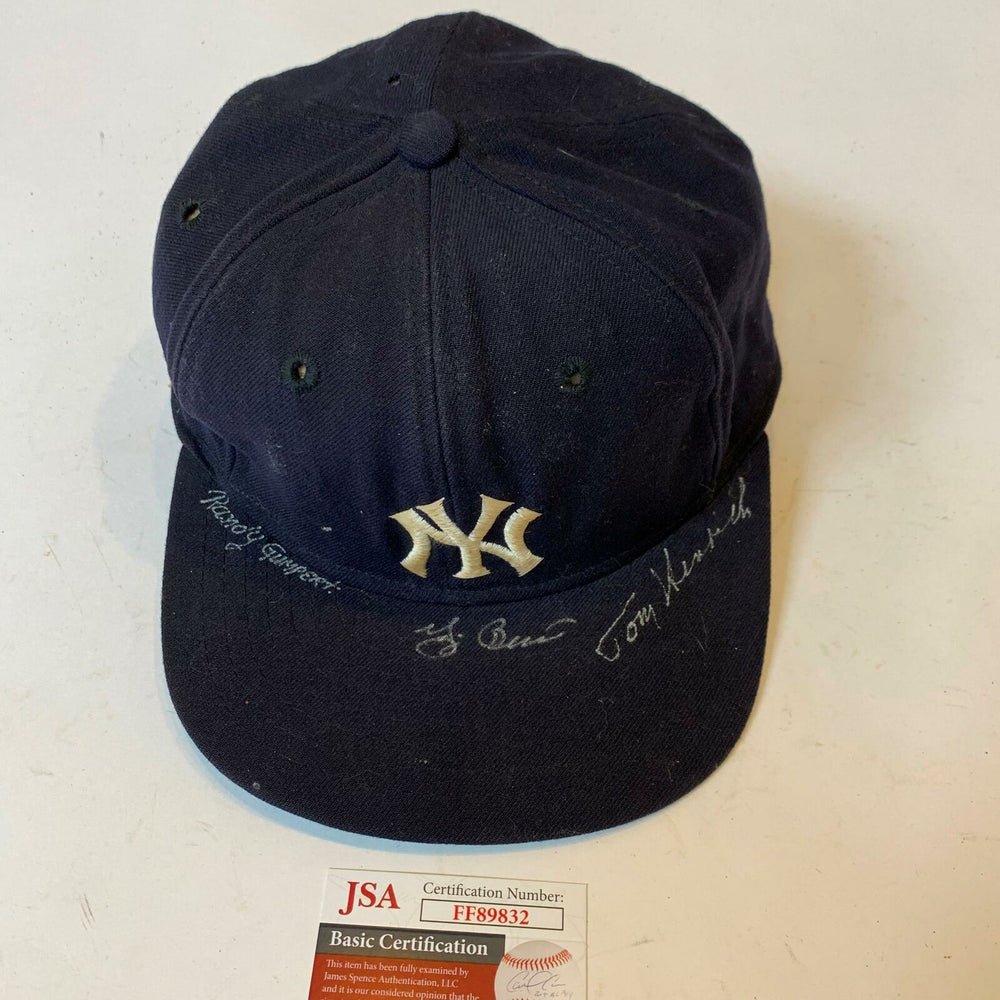 1958 Duke Maas Game Used New York Yankees Hat Signed By Yogi Berra With JSA COA