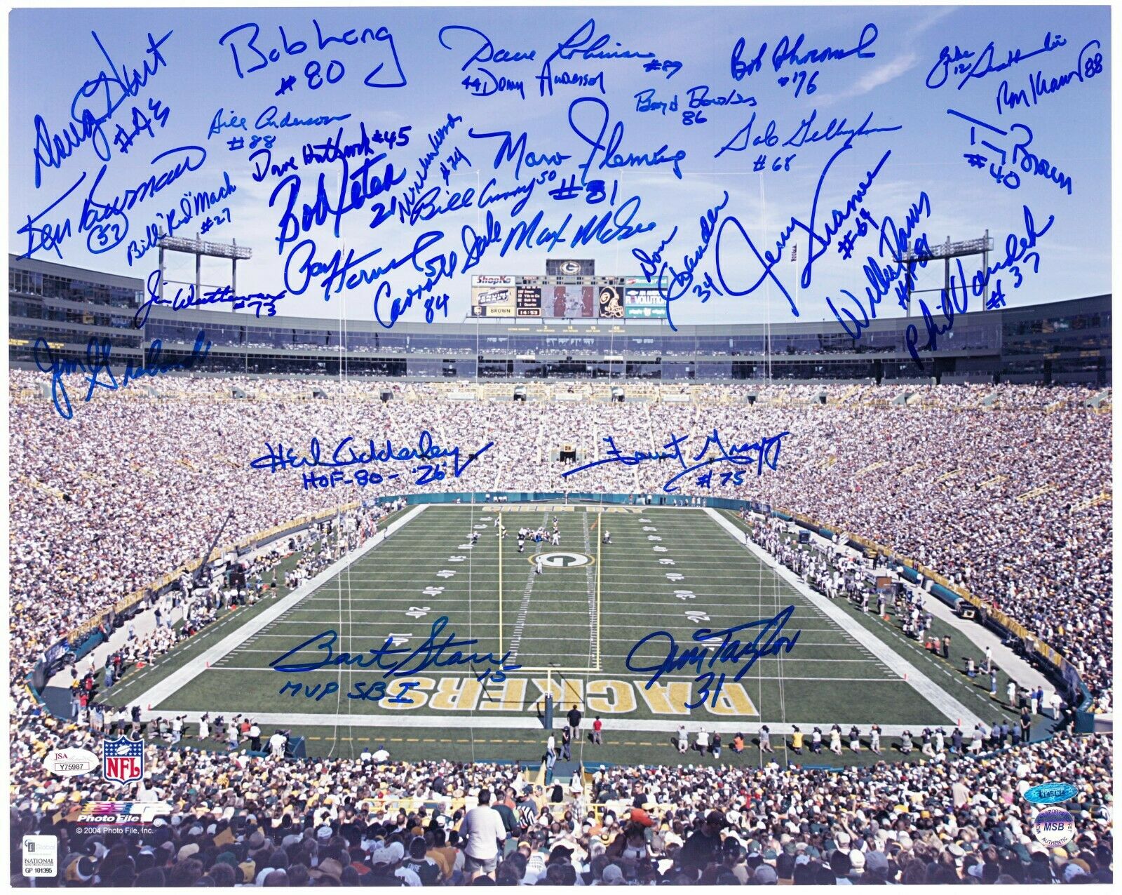 Stunning 1967 Green Bay Packers Super Bowl 1 Champs Team Signed 16x20 Photo  JSA