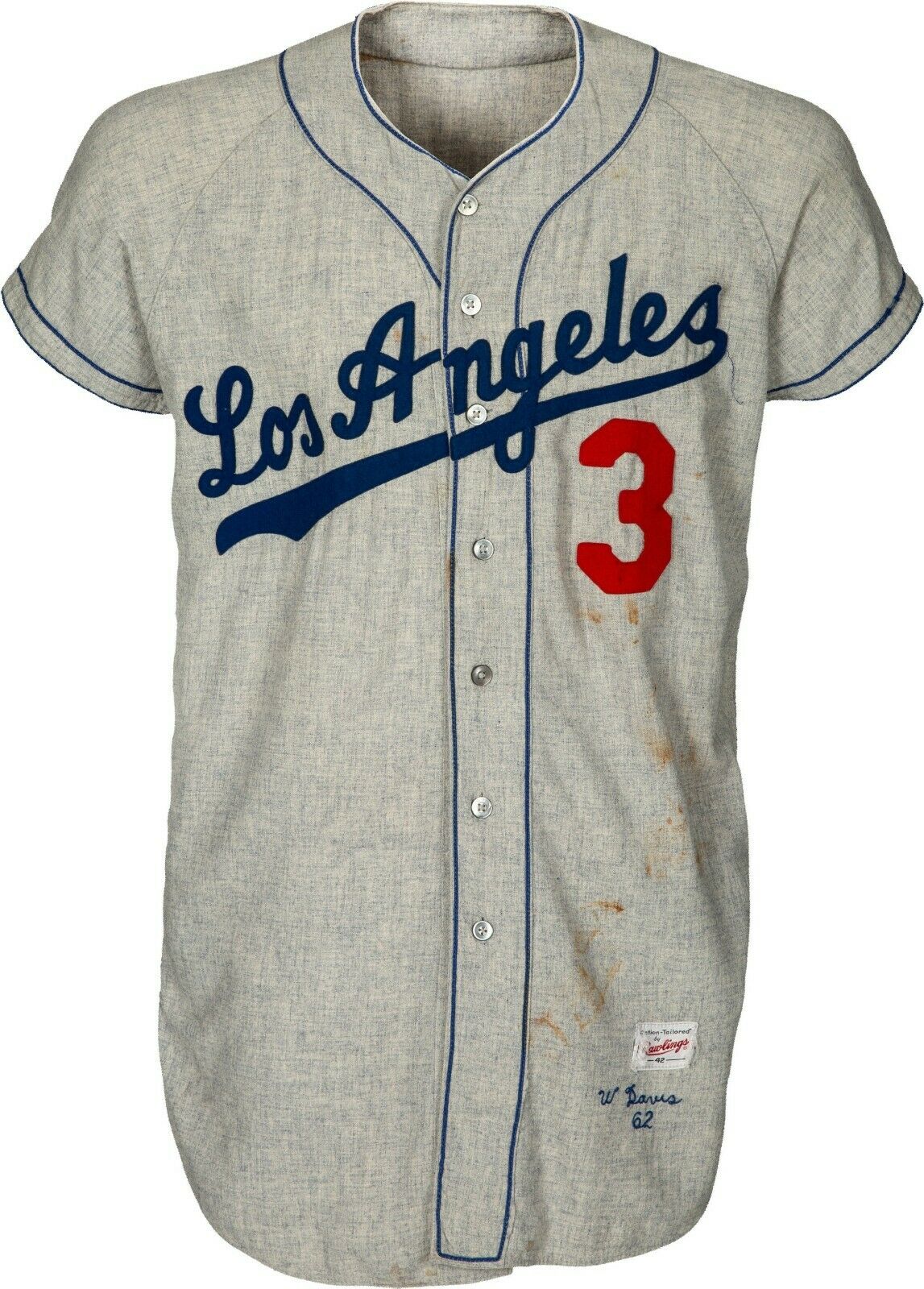 1962 Willie Davis Game Used Los Angeles Dodgers Jersey With