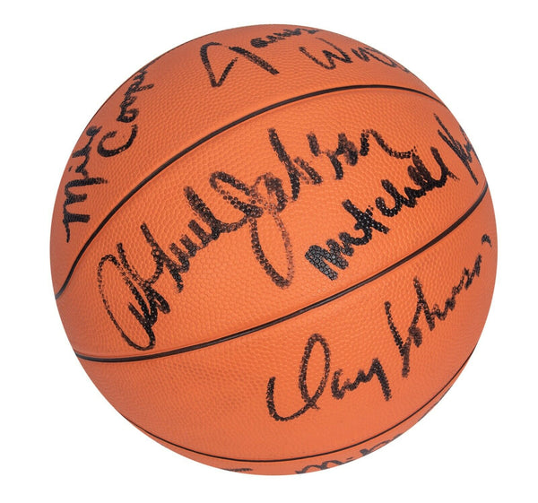 1982 Los Angeles Lakers Team Signed Basketball Magic Johnson Kareem Jabbar JSA