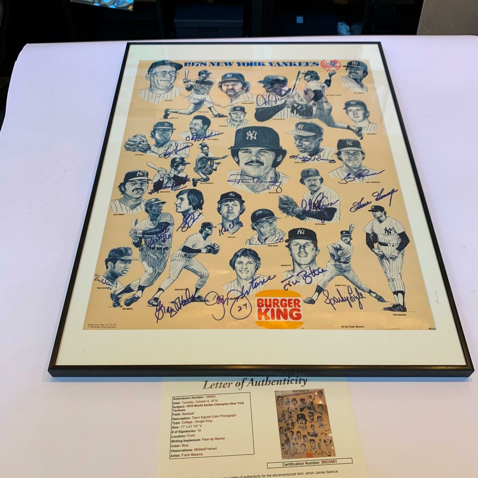 1961 New York Yankees Team Autographed Poster, Sports Memorabilia