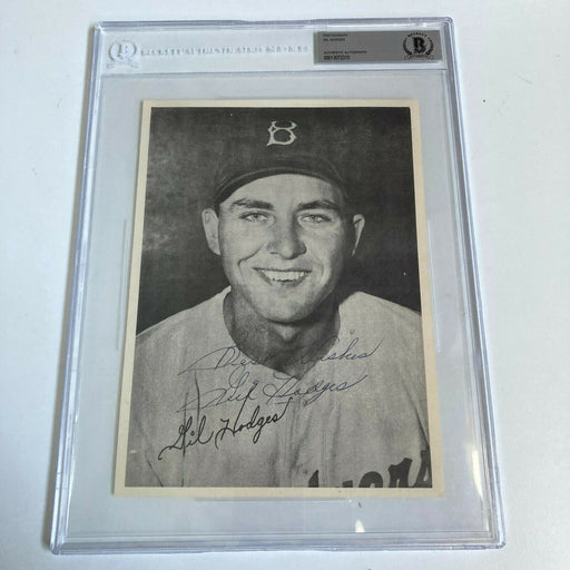 1948 Brooklyn Dodgers Team Issue Gil Hodges Signed Rookie Card RC BGS