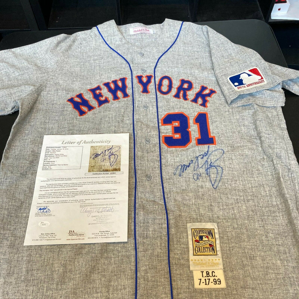 Mike Piazza Signed Game Used 1999 New York Mets Turn Back The Clock Jersey  JSA