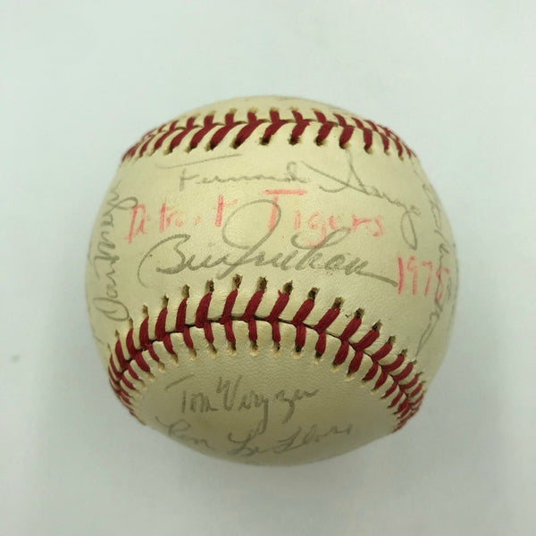 1975 Detroit Tigers Team Signed Official American League Baseball With JSA COA