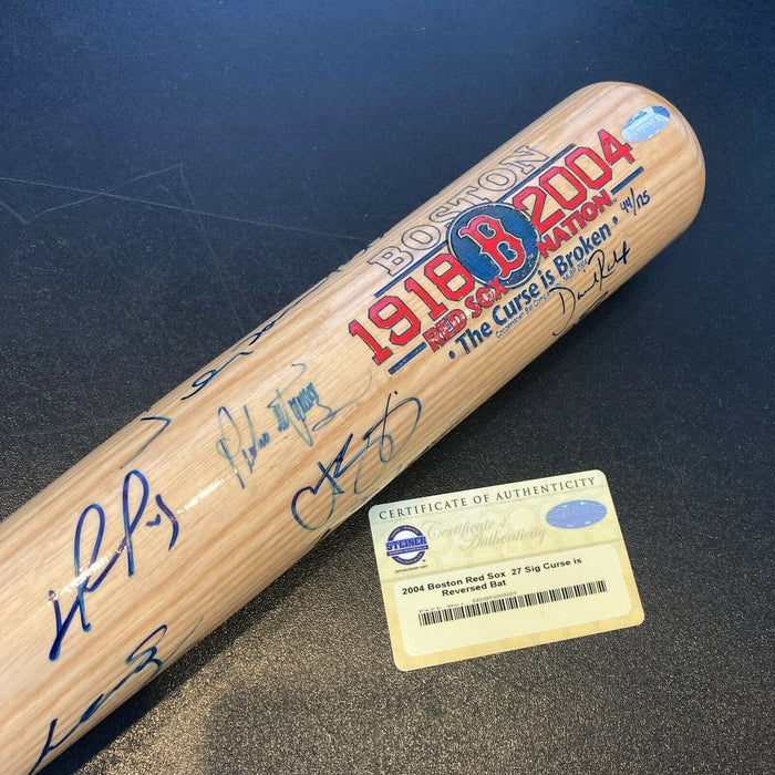 2004 Boston Red Sox World Series Champs Team Signed Baseball Bat Steiner COA