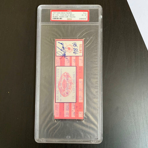 Lou Brock Signed 893 Stolen Bases Record Passes Ty Cobb Original Ticket PSA DNA