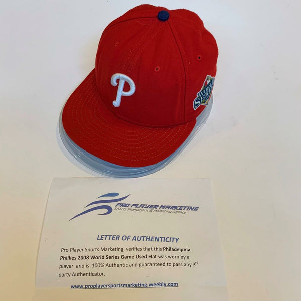 2008 Philadelphia Phillies World Series Game Used Baseball Hat Cap With COA