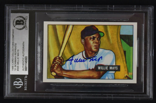 1951 Bowman Willie Mays Signed Autographed RP Rookie Card RC BGS Beckett COA