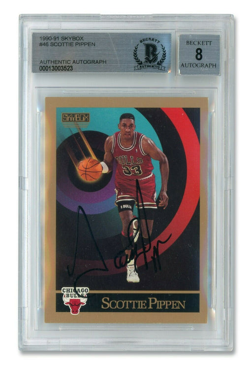 1990-91 Skybox Scottie Pippen #46 Signed Autographed Basketball Card BGS Auto