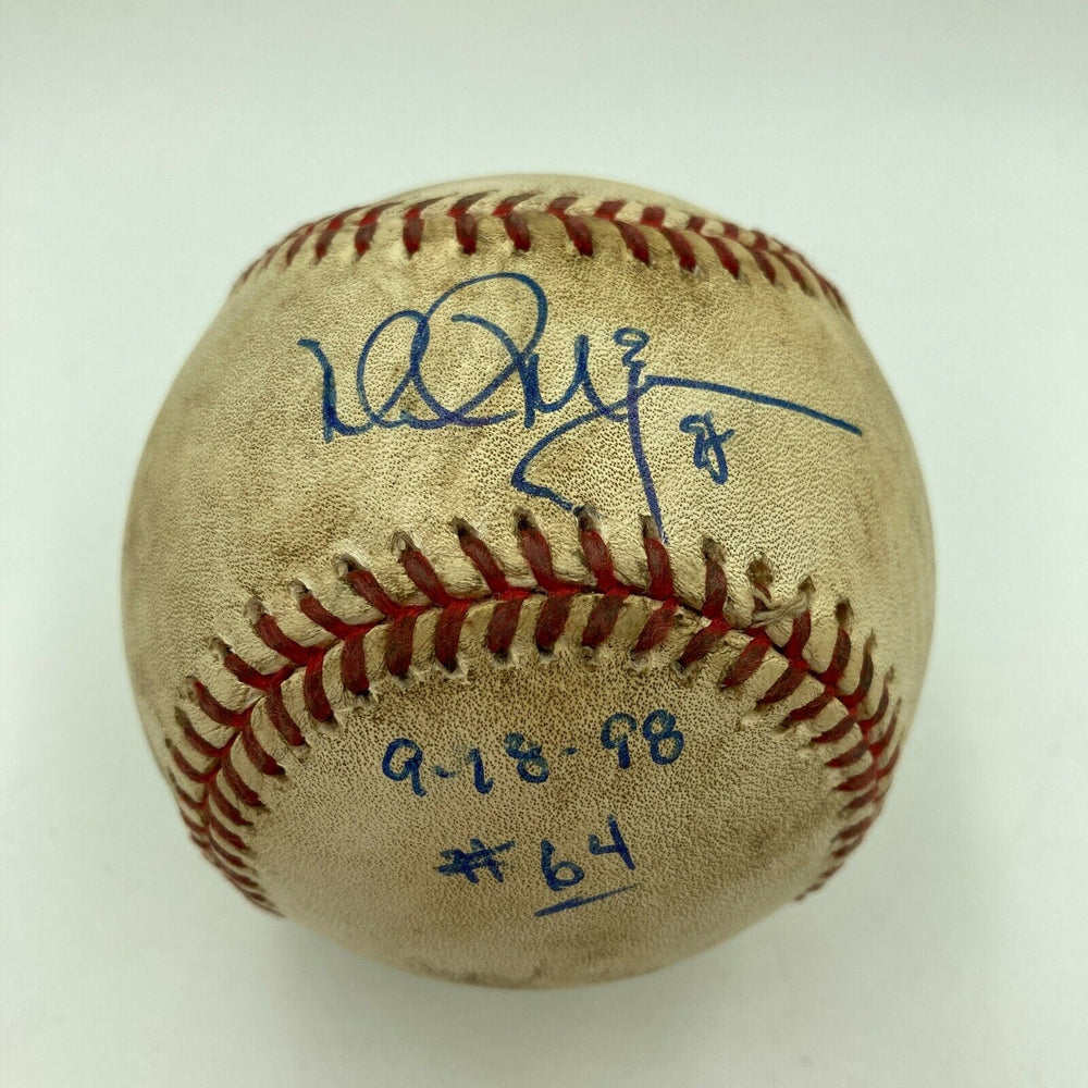 Historic Mark Mcgwire Signed 64th Home Run Game Used Baseball 9-18-1998 JSA COA