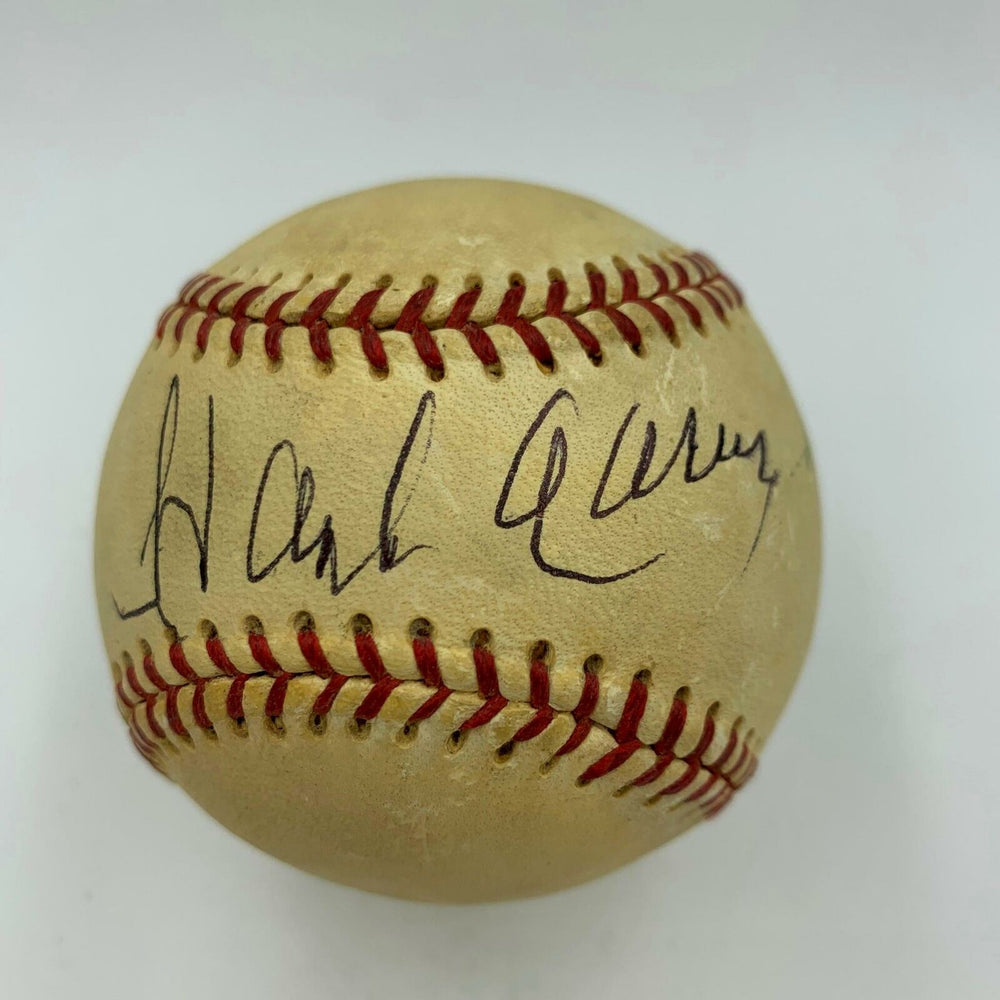 Hank Aaron Signed 1960's Playing Days National League Giles Baseball JSA COA