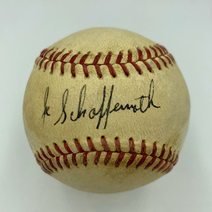 Joe Schaffernoth 1959 Chicago Cubs Single Signed NL Giles Baseball With JSA COA