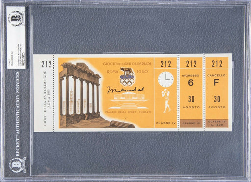 Muhammad Ali Signed 1960 Rome Olympics Full Ticket Beckett Graded GEM MINT 10
