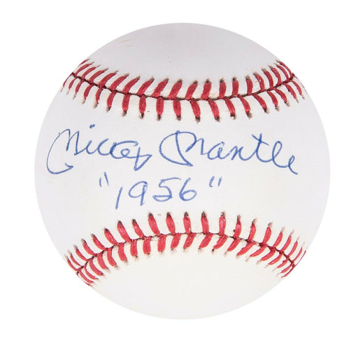 Beautiful Mickey Mantle "1956" Signed Baseball PSA DNA Autograph Grade MINT 9