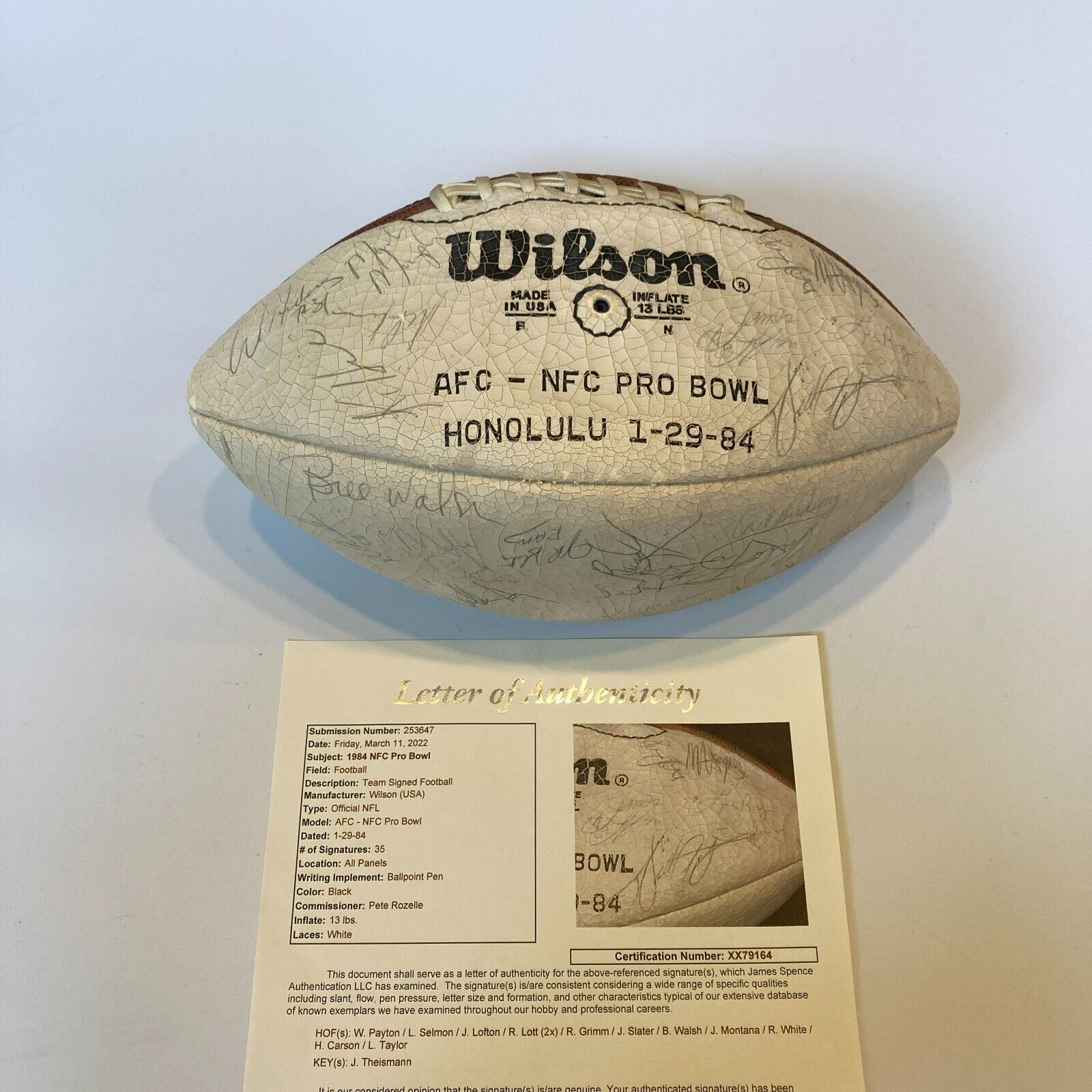 1984 Pro Bowl Team Signed Football Walter Payton Joe Montana JSA