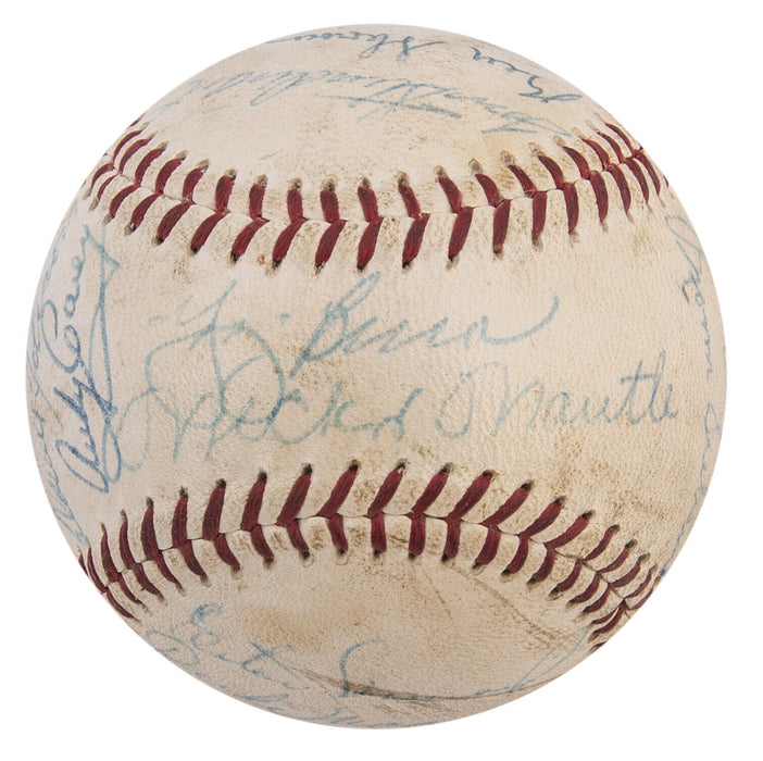 1958 New York Yankees World Series Champs Team Signed Baseball JSA COA