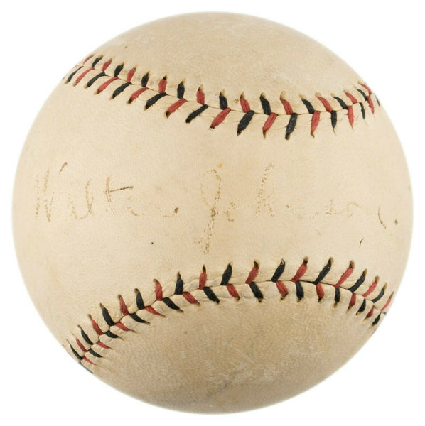 Walter Johnson Single Signed 1920's Official National League Baseball PSA DNA