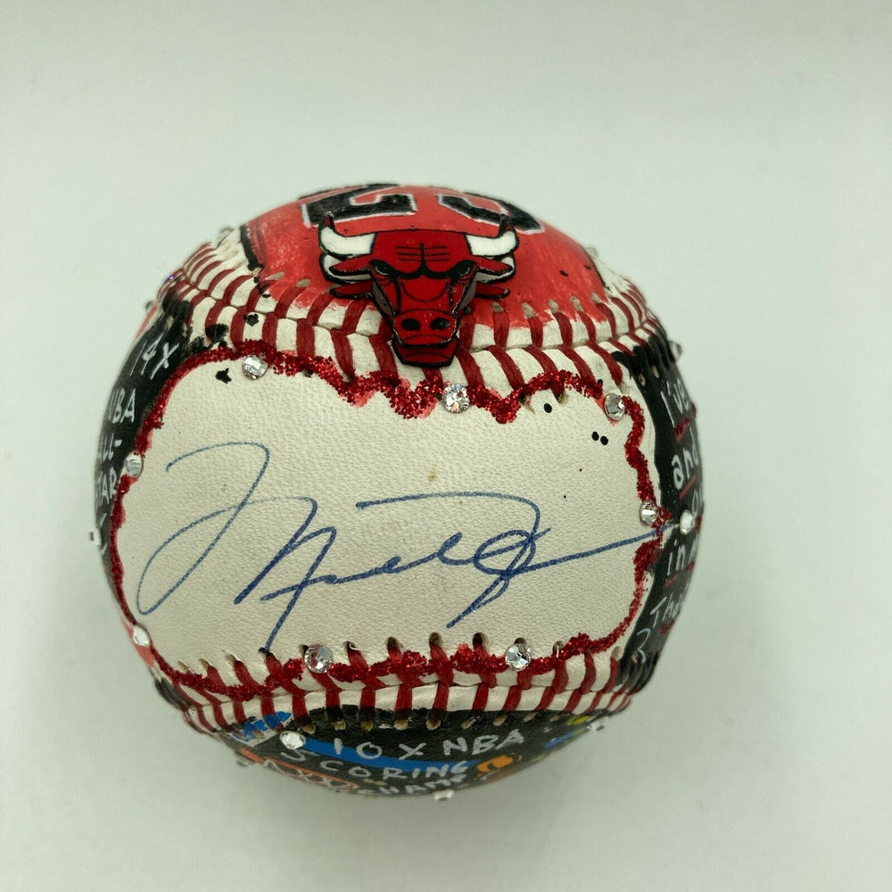 Michael Jordan Signed Charles Fazzino Hand Painted Pop Art Baseball UDA COA