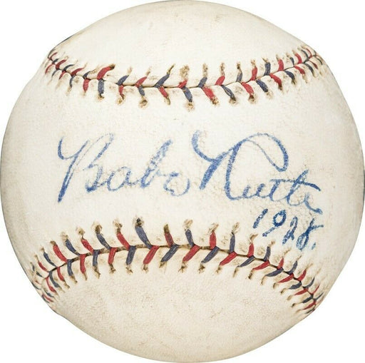 Stunning Babe Ruth Single Signed Autographed 1928 Baseball With JSA COA