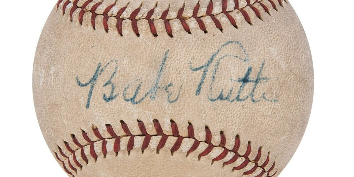 Stunning Babe Ruth Single Signed 1940's American League Baseball PSA  DNA COA