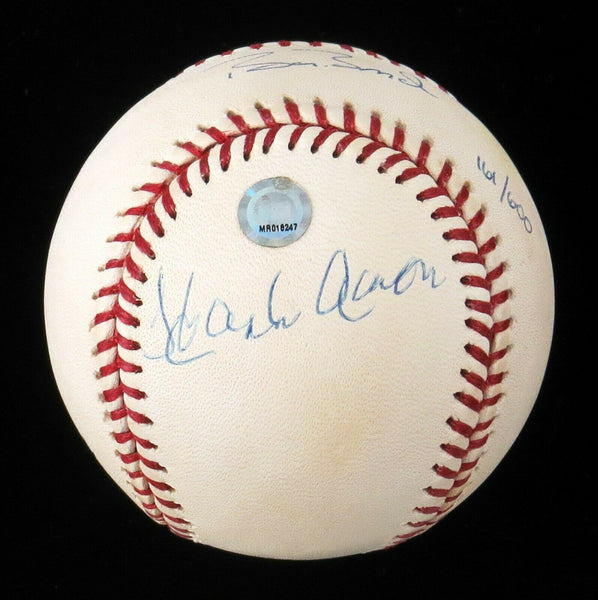 Willie Mays Hank Aaron & Barry Bonds Signed Major League Baseball Steiner Holo