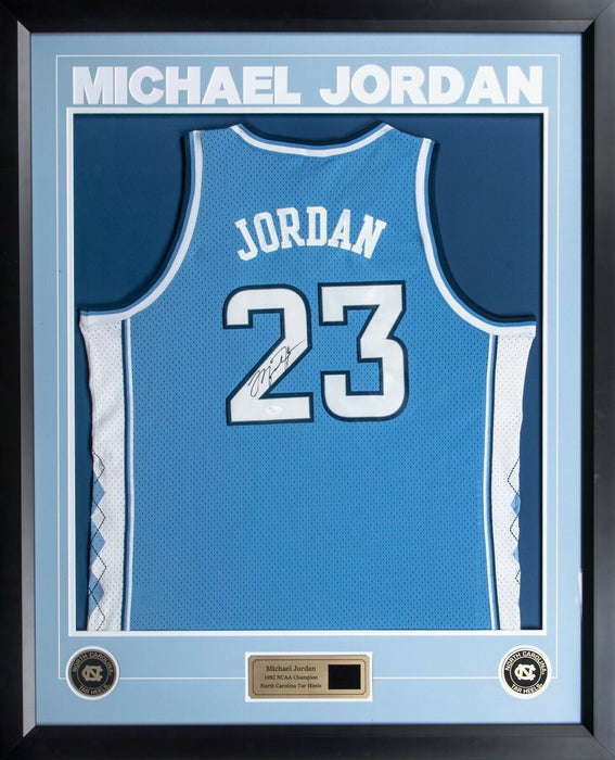 Michael Jordan Signed North Carolina Tar Heels Jersey Custom Framed With JSA COA