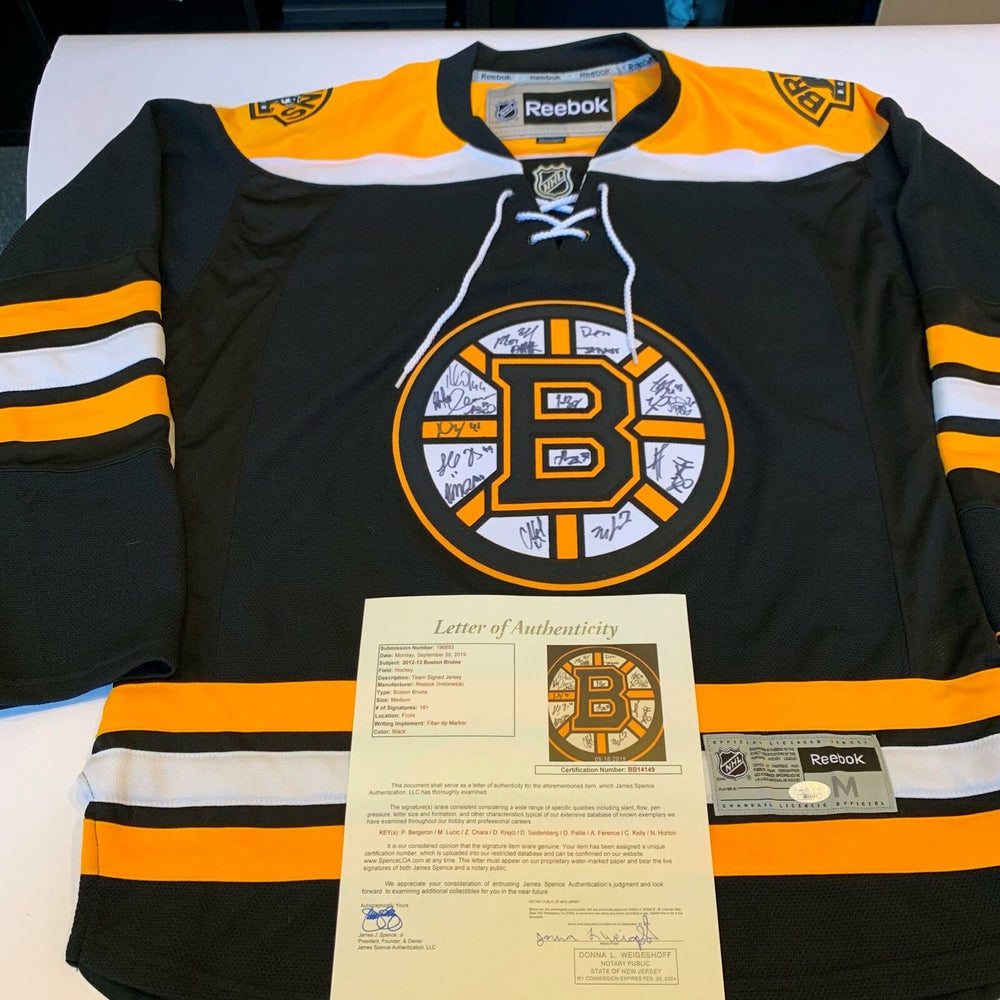 2012-13 Boston Bruins Team Signed Authentic Reebok NHL Jersey With JSA COA